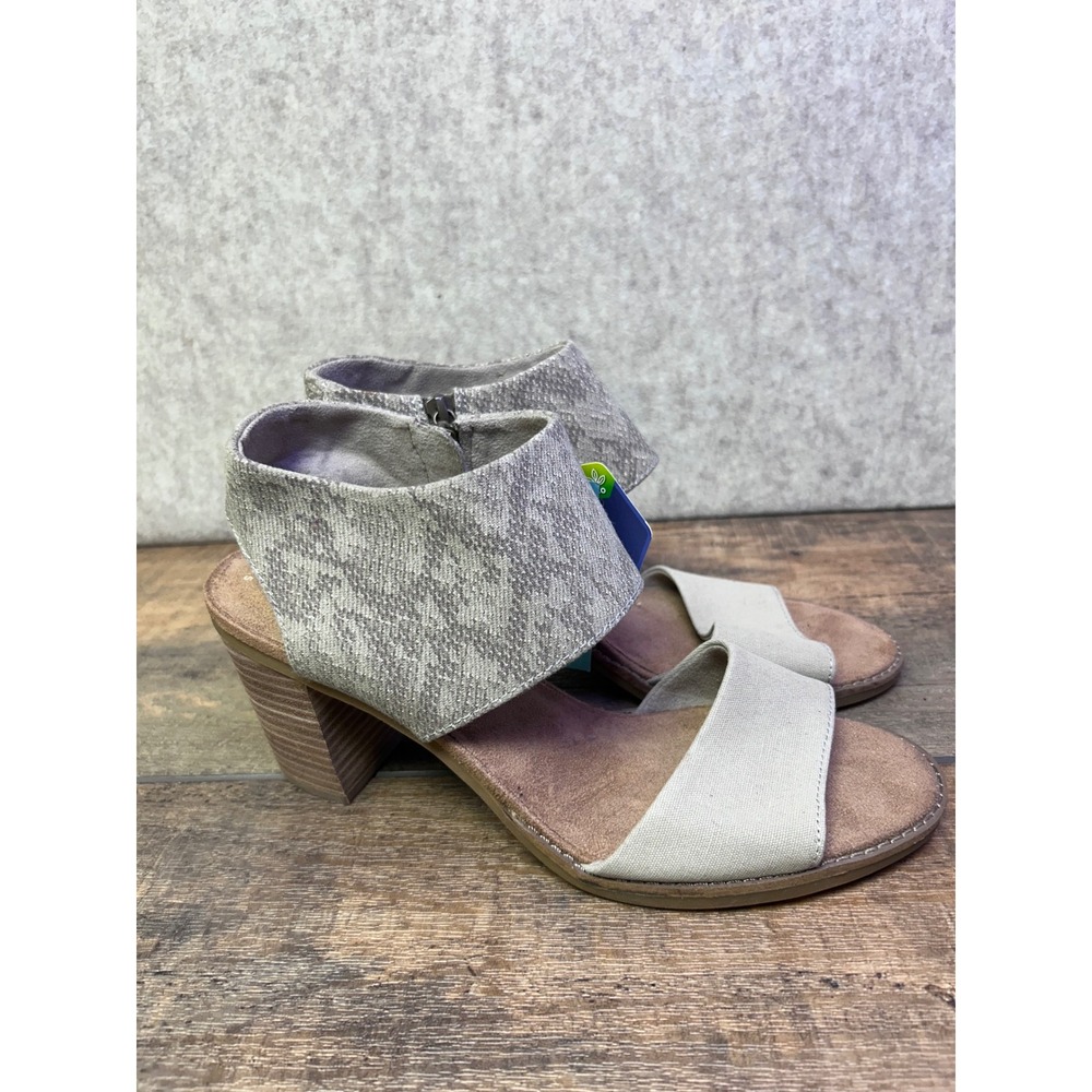TOMS Wmn Majorca Cutout Snake Print Twill Canvas Block Heel Sandals Size 9.5